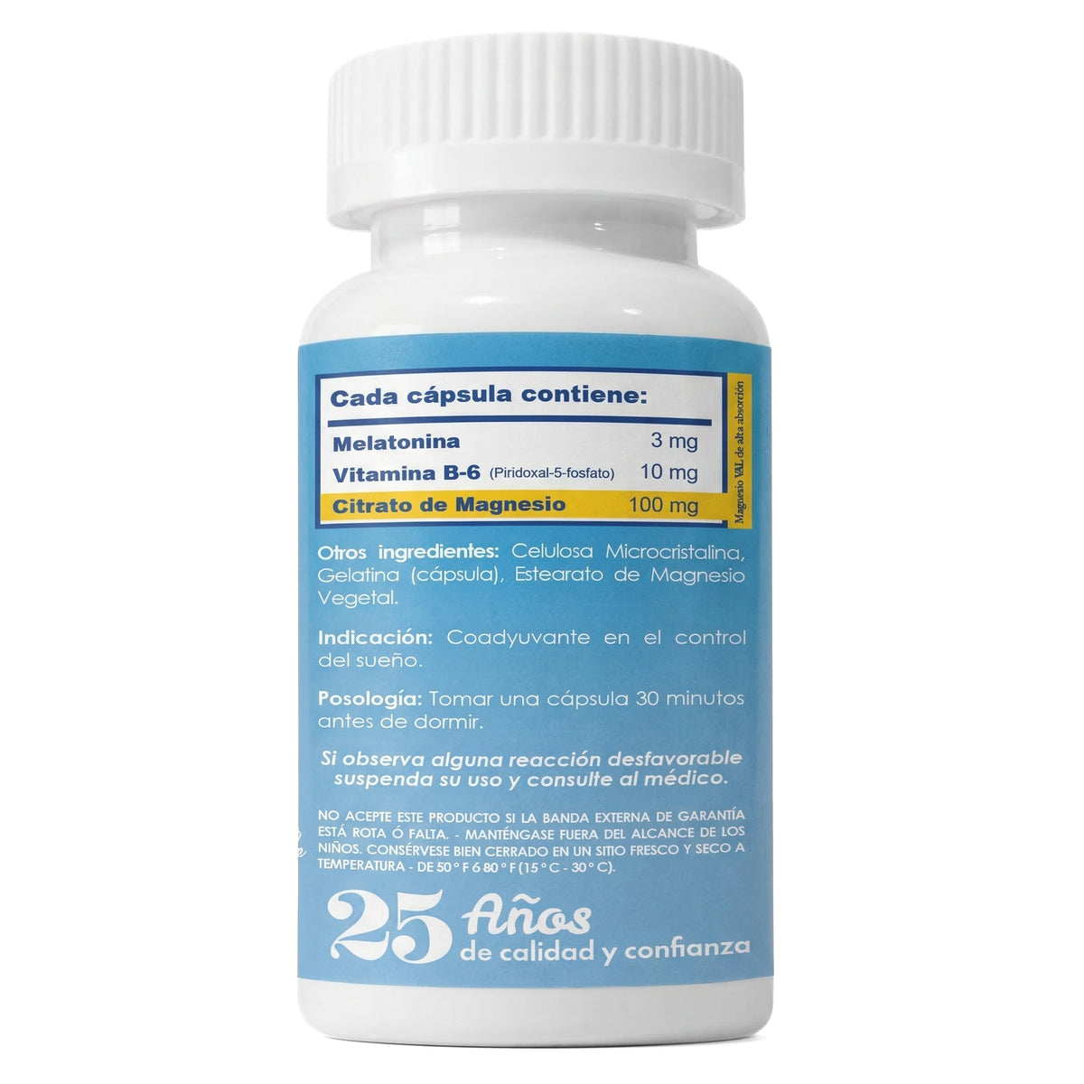 MELATONINA CON VITAMINA B6 Y CITRATO DE MAGNESIO